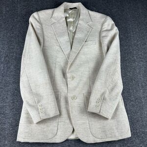 Vintage Repp Ltd Linen Blazer Women's Size M (8-10) Ivory Beige 2-Button Jacket